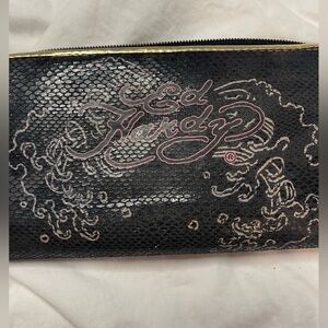 Ed Hardy Black and Gold Artistic Wallet